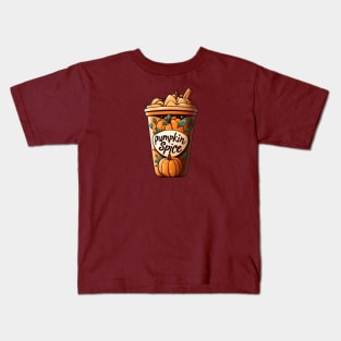 Cute Fall Pumpkin Spice Latte Kids T-Shirt
